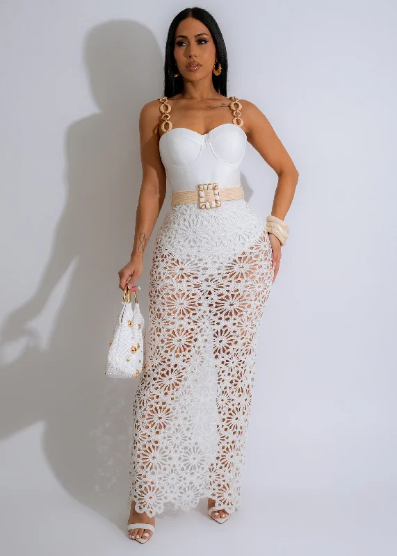 Women's Romantic Outfit So Summer Crochet Maxi Dress White